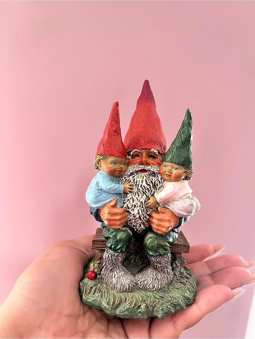 Enesco Franz with Christoph and Katya Gnome Figurine Decor Green & Red